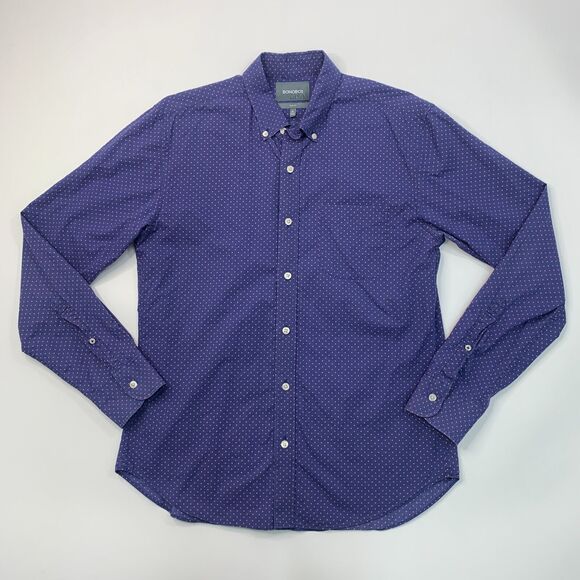 Bonobos Dress Shirt Mens M Medium SLIM Blue Salmon Spotted Cotton Button Down - Picture 2 of 10